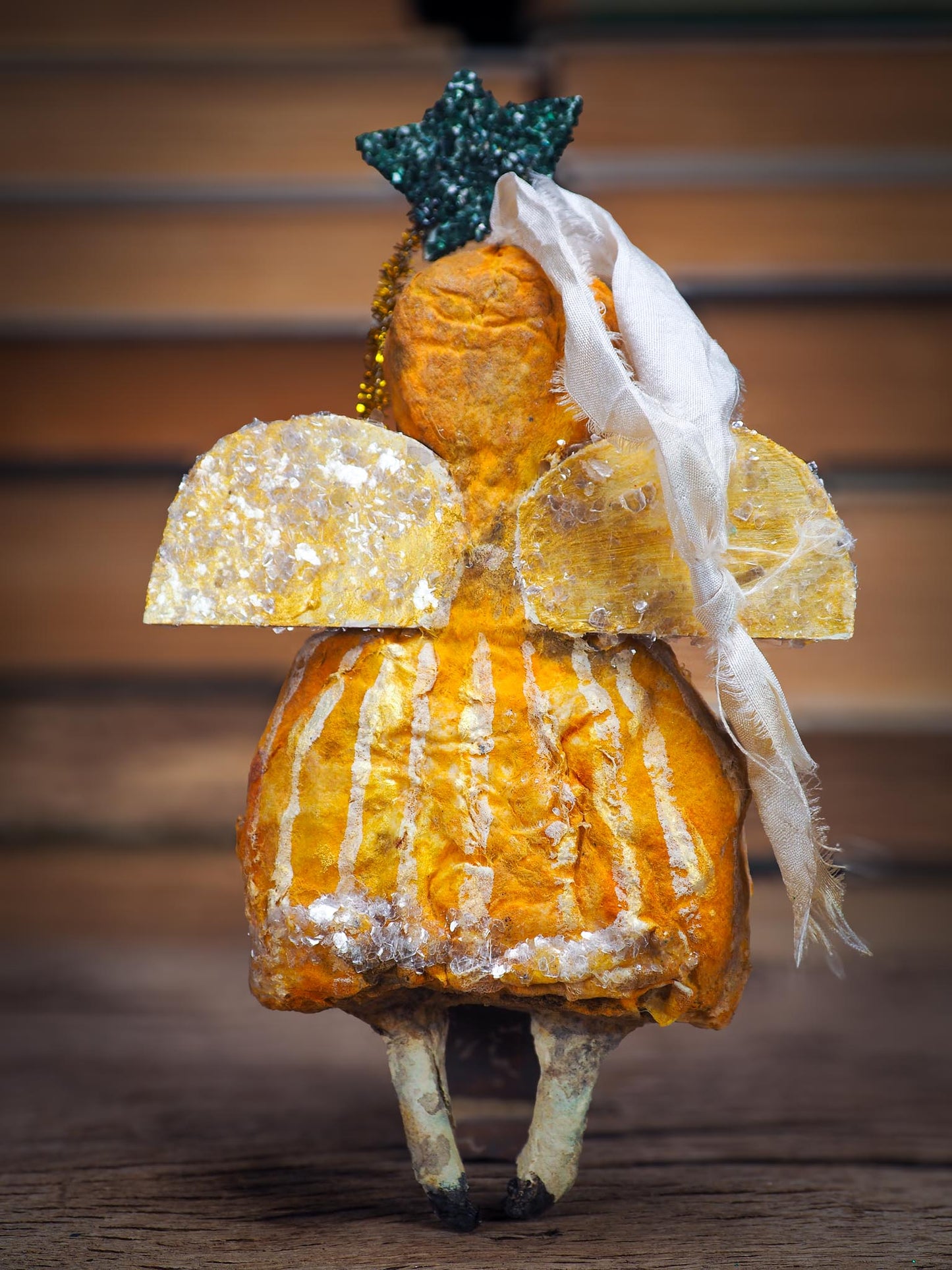 Handmade spun cotton angel art doll with glass glitter and mica by Idania Salcido aka Danita Art.
