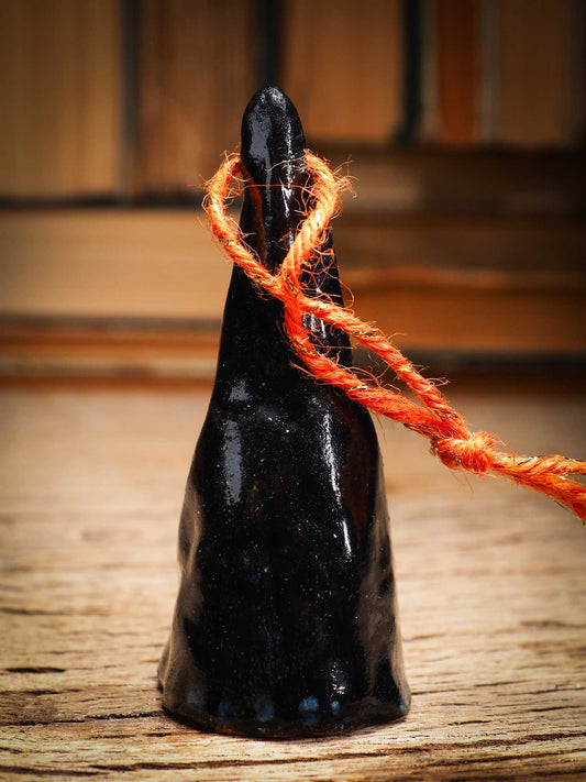 Original handmade ceramic candy corn ornament by Idania Salcido Danita Art with thread is perfect Halloween decoration! Stands on its own or hangs from window