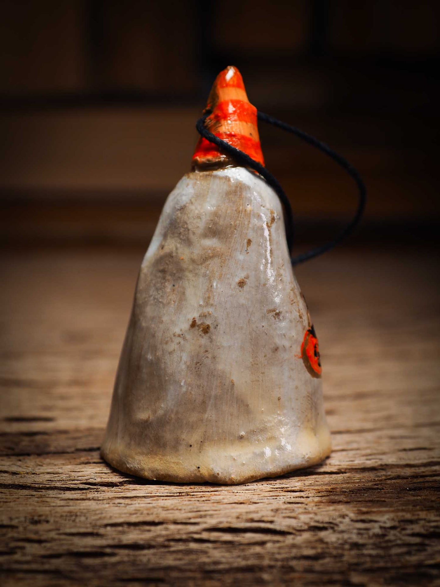 Original handmade ceramic sheet ghost ornament by Idania Salcido Danita Art with thread is perfect Halloween decoration! Stands on its own or hangs from window