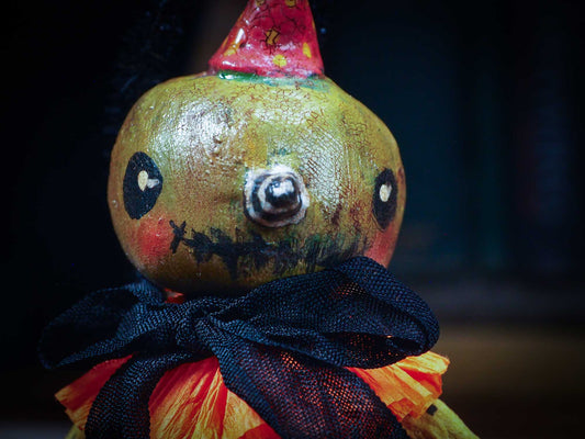 Adorable handmade spun cotton art doll figurines by Idania Salcido (Danita Art) are perfect as Halloween Home Decor. Ghosts, Pumpkins, Witches, Devils and more!