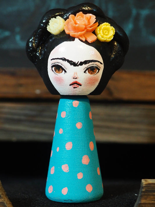 FRIDA CATRINA - Original Kokeshi art doll by Danita Art, Miniature Dolls by Danita Art