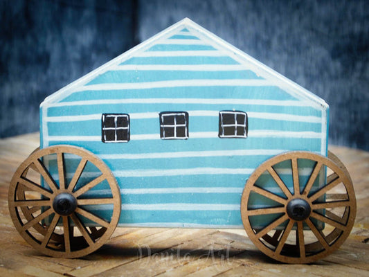Blue changing house, Miniature Dolls by Danita Art