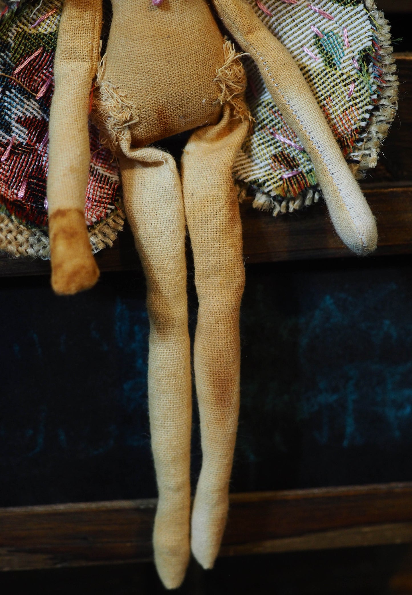 Inspired by nature, Danita created a handmade art doll moth, or night butterfly using organic materials like vintage and hand dyed fabric, wire and clay on a melancholic articulated soft sculpture. An art doll toy that celebrates nature's creations and the beautiful wings of insects with a bit of magic fairy on them.