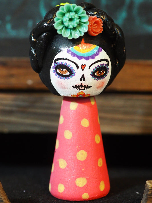 FRIDA CATRINA - Original Kokeshi art doll by Danita Art, Miniature Dolls by Danita Art