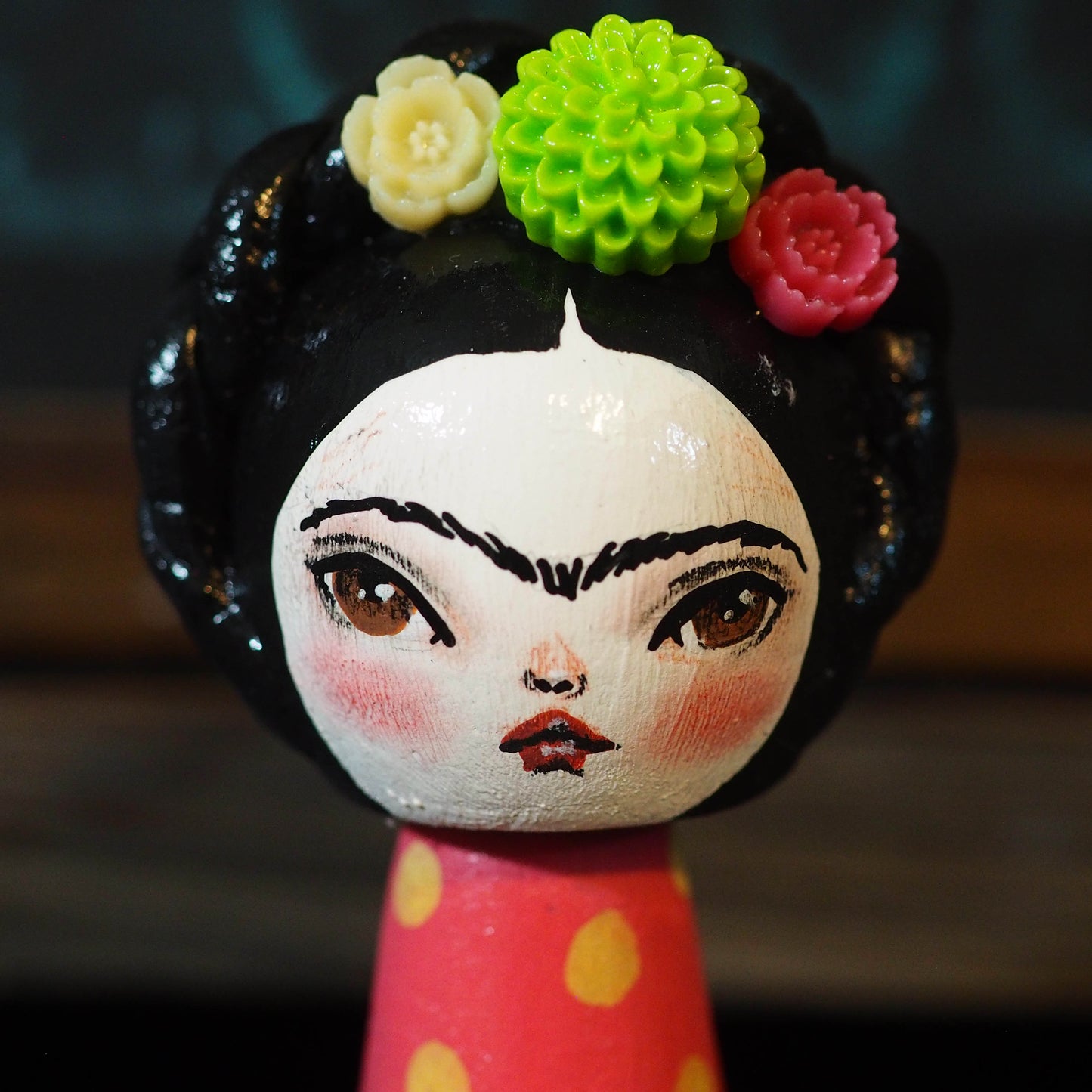 FRIDA CATRINA - Original Kokeshi art doll by Danita Art, Miniature Dolls by Danita Art