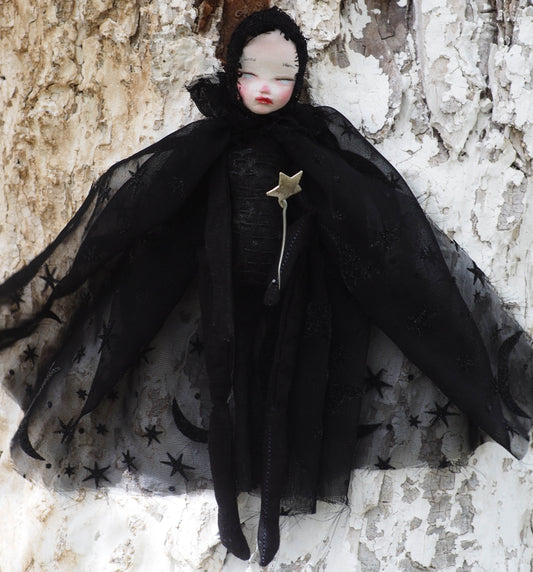 An original handmade art doll made in fabric and clay by Danita Art. Witches, Sorceress, Magician... So many names for the powerful ones that know how to speak to nature and master the mystical arts. She means no harm... Except the harm you mean to her when you meet in the woods.