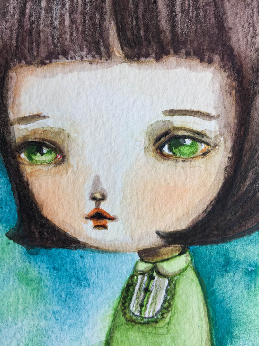 BRIGHT EYED GIRL, Original Art by Danita Art