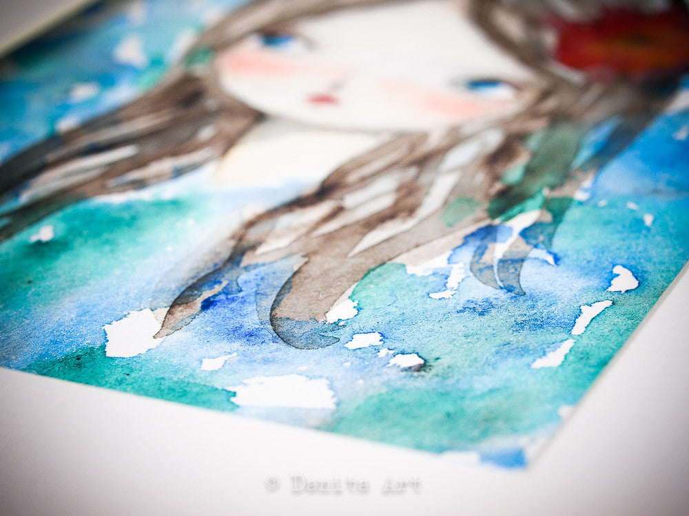 Waterfall girl, Original Art by Danita Art