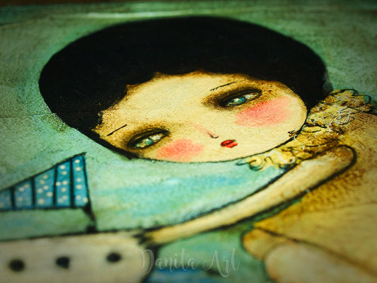 Yellow boat, Original Art by Danita Art