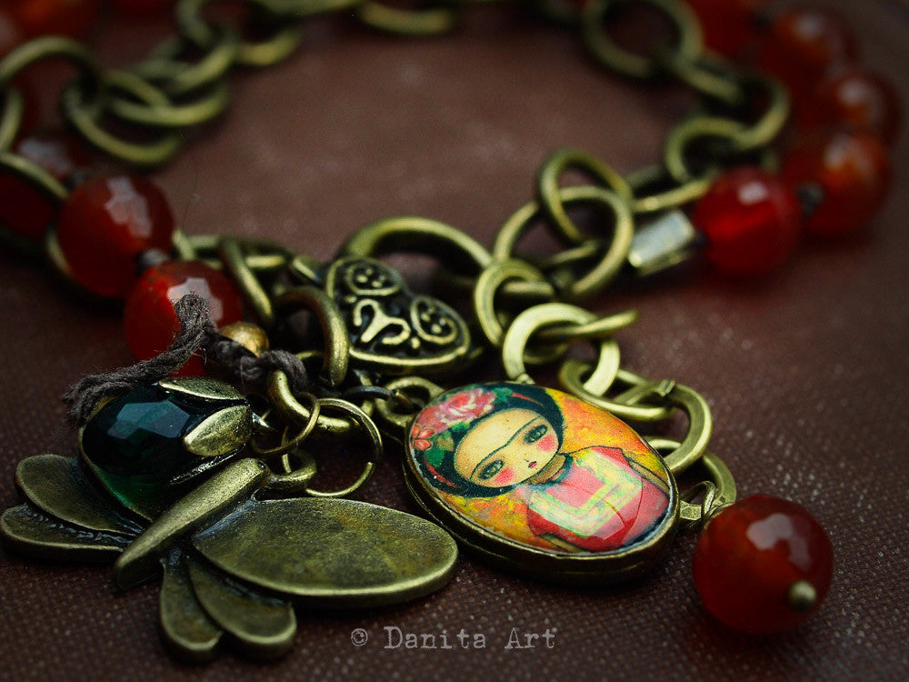 Frida and the butterflies, Jewelry by Danita Art