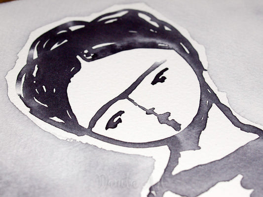 Frida study in black and white, Original Art by Danita Art