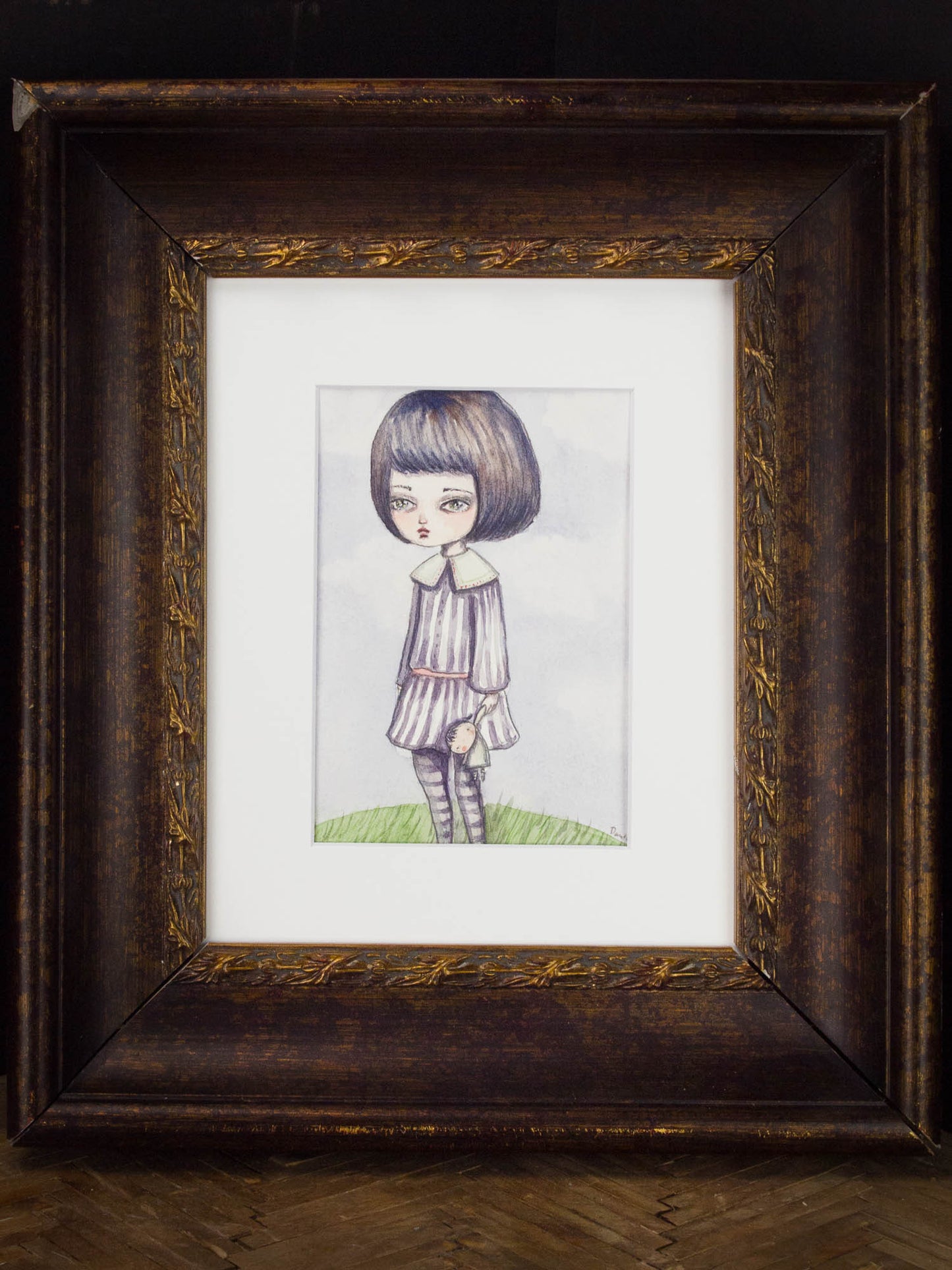 I was in one of those dark, bad moods sometimes I get and I really wanted to get away from it, but the day outside was too cold and rainy to go out for a walk to get away from my depression, so I did the next best thing, I walked away the blues with a watercolor painting of me in Danita Land.