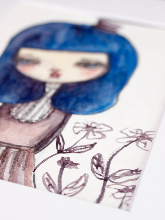 ALICE IN THE FLOWER GARDEN, Original Art by Danita Art