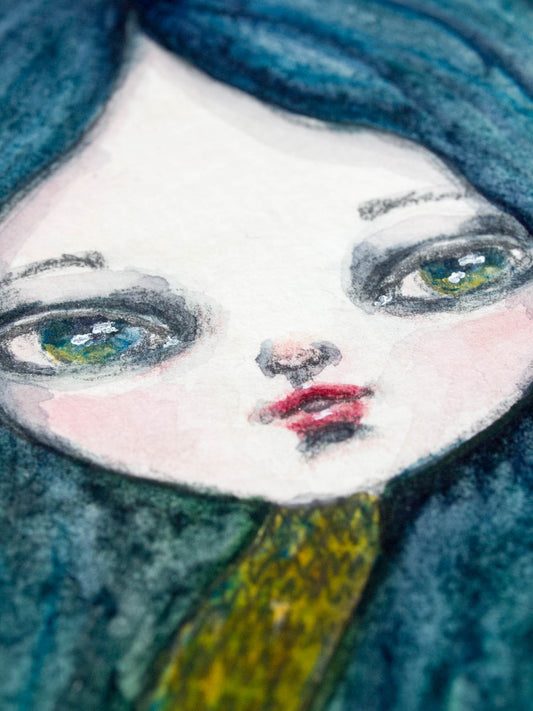 Mermaids and sirens, these mysterious and attractive sea creatures have had a strange attraction over Danita and her original watercolor art, and I will paint them from time to time, just because I feel like doing so. After all, who can say no to a little piece of the ocean and it's song?