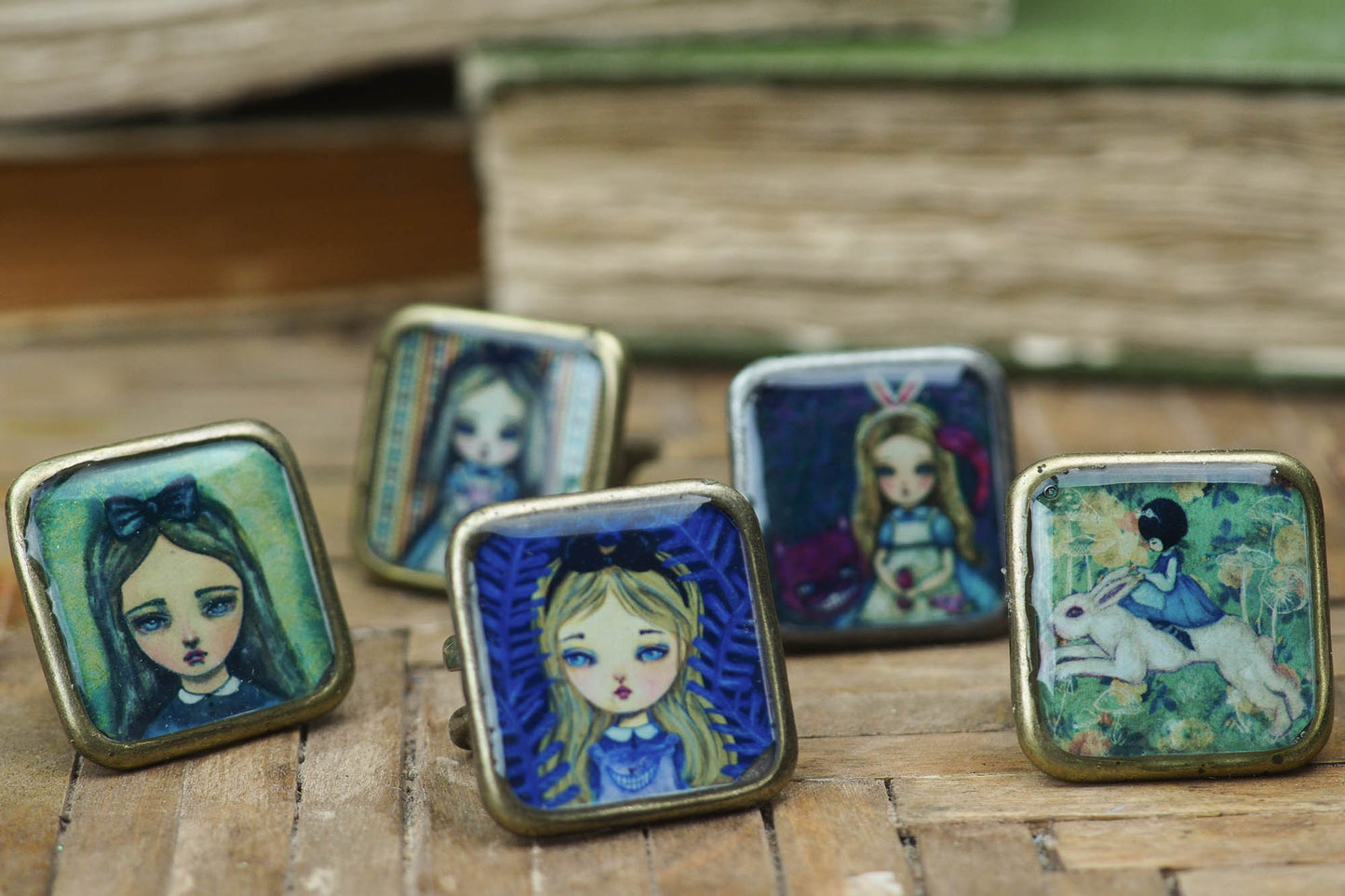 Ask Alice square ring, Jewelry by Danita Art