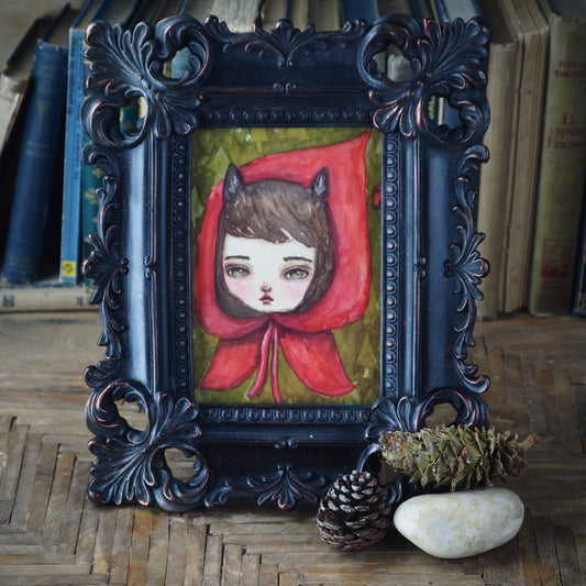 Red riding wolf, Original Art by Danita Art