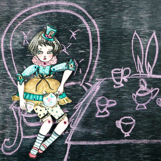 The mad hatter original Alice in wonderland watercolor painting danita