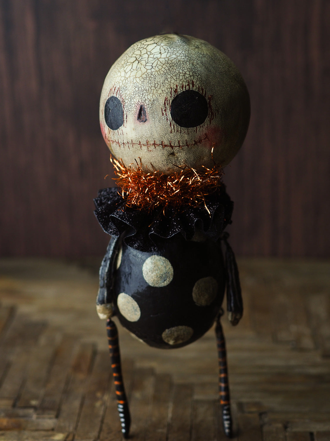 Original Halloween art doll by Painted Paper Clay