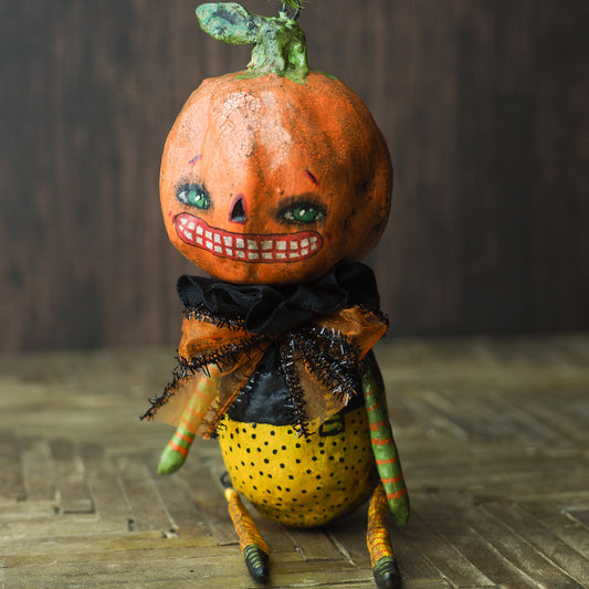 Original Halloween art doll original creation by Danita Art. Paper Clay, sculpted and painted in a spooky whimsical unique work of art.