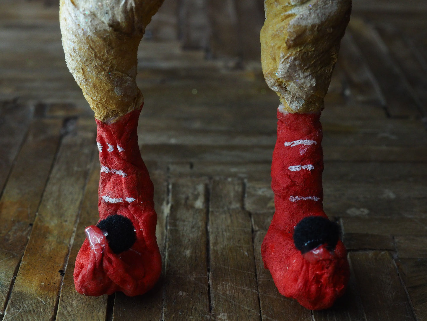 Original Halloween art doll original creation by Danita Art. Paper Clay, sculpted and painted in a spooky whimsical unique work of art. jack-o-lantern pumpkin skull spun cotton.