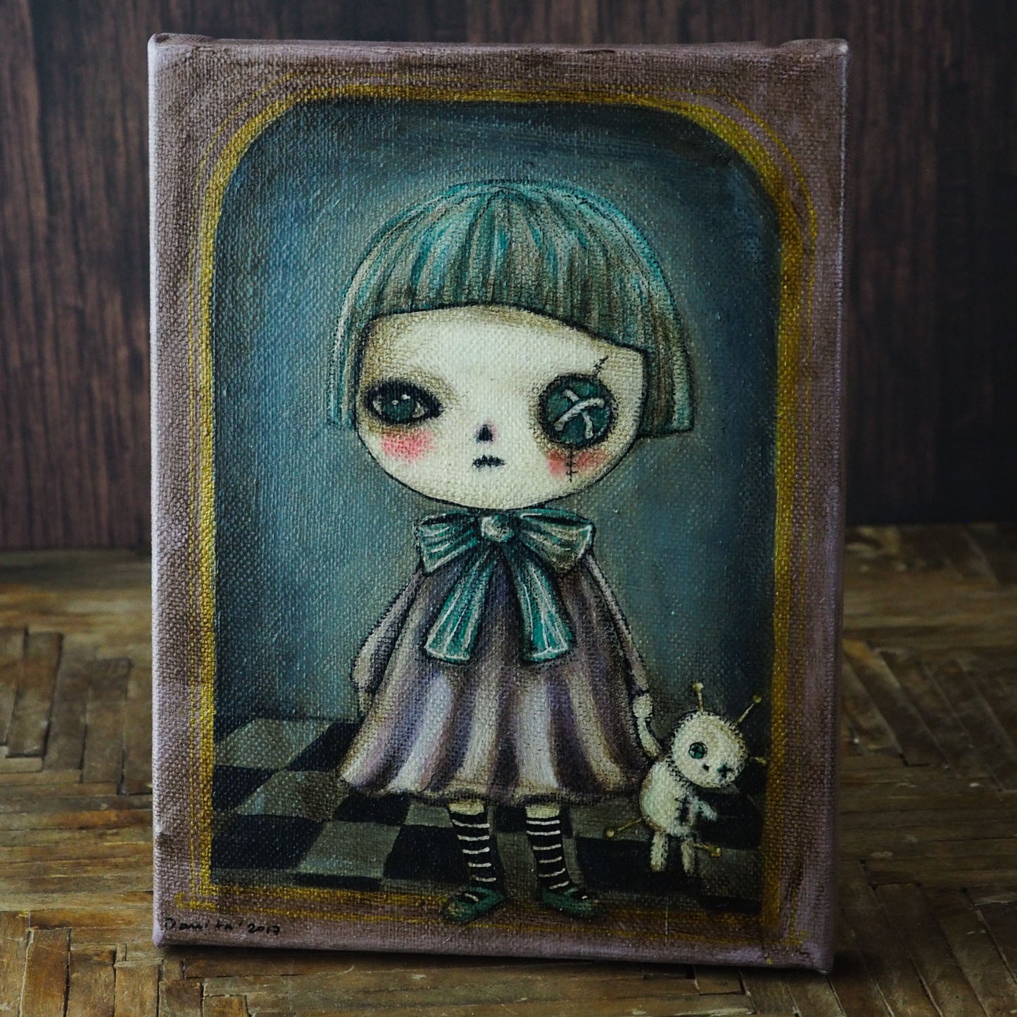 The Vooodoo girl: An original mixed media Halloween painting by Danita., Original Art by Danita Art