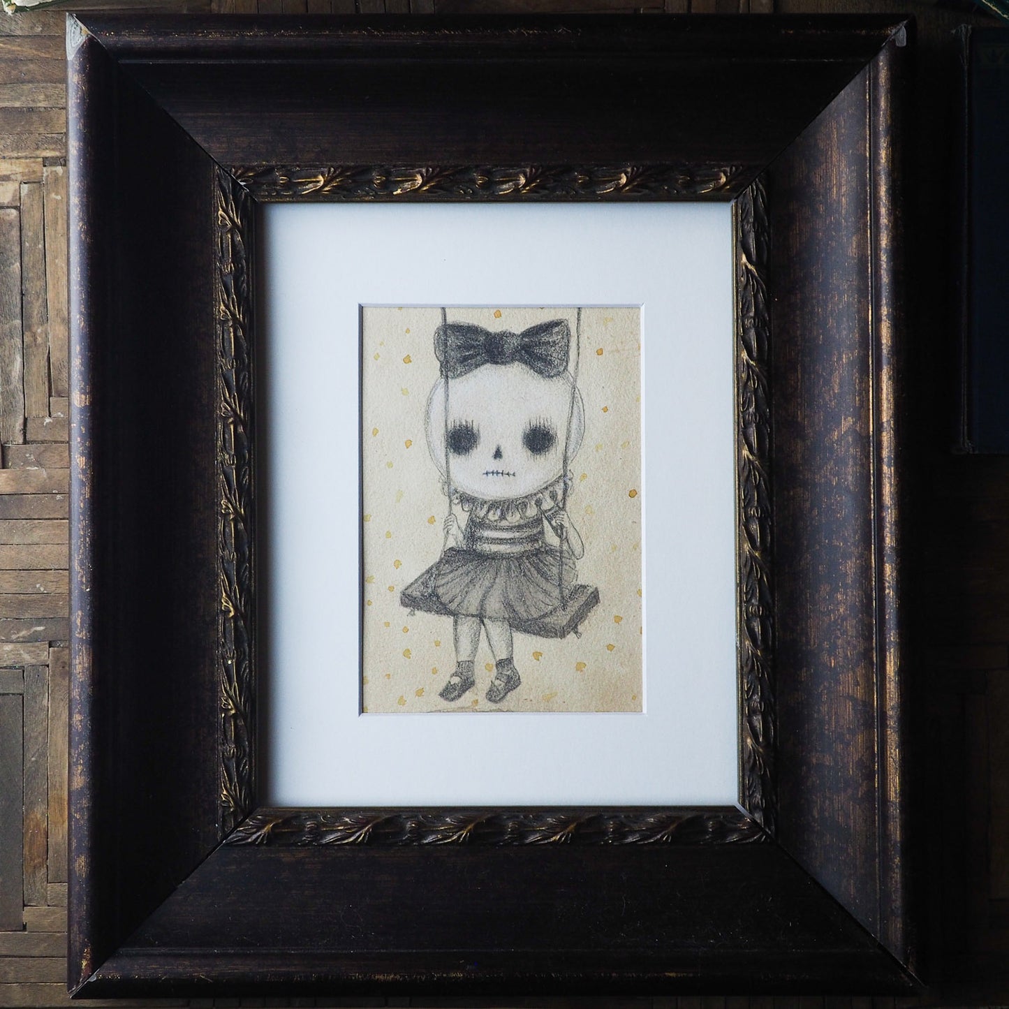 SKULL GIRL ON A SWING, Original Art by Danita Art