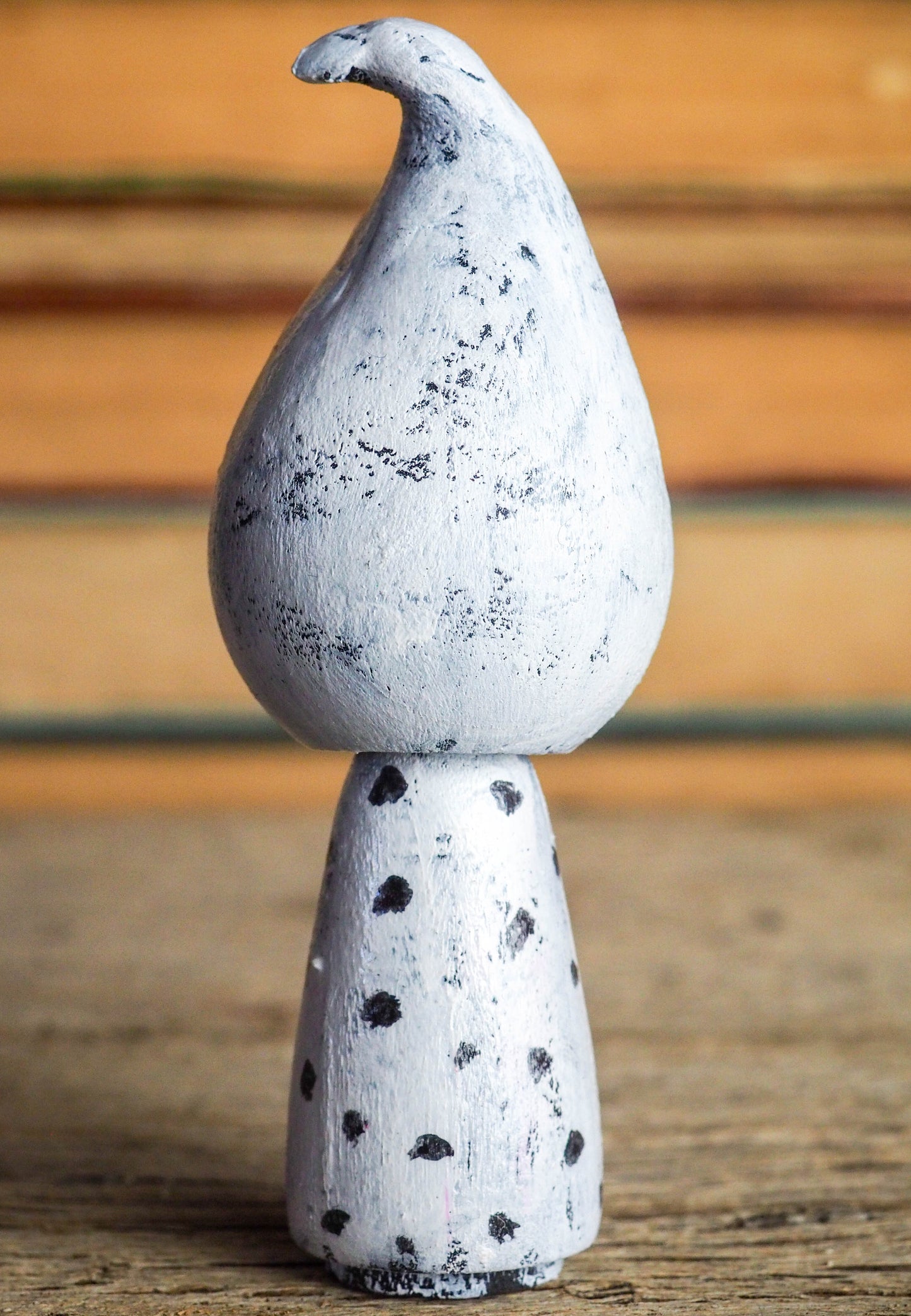 KAREN THE GHOST - Original hand made Kokeshi wood peg Halloween art minifig doll by Danita, Miniature Dolls by Danita Art