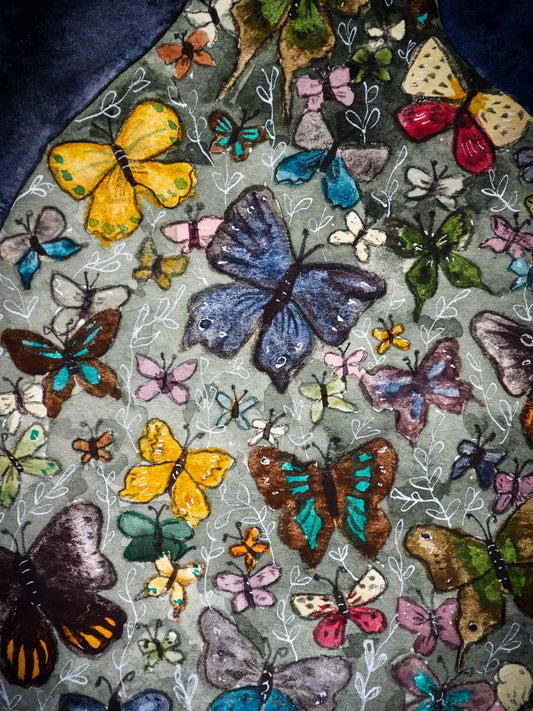 original watercolor covered woman illustration by Danita Art. Made on sturdy professional watercolor paper, it's a surreal image that will be the highlight of your Danita fine art collection.