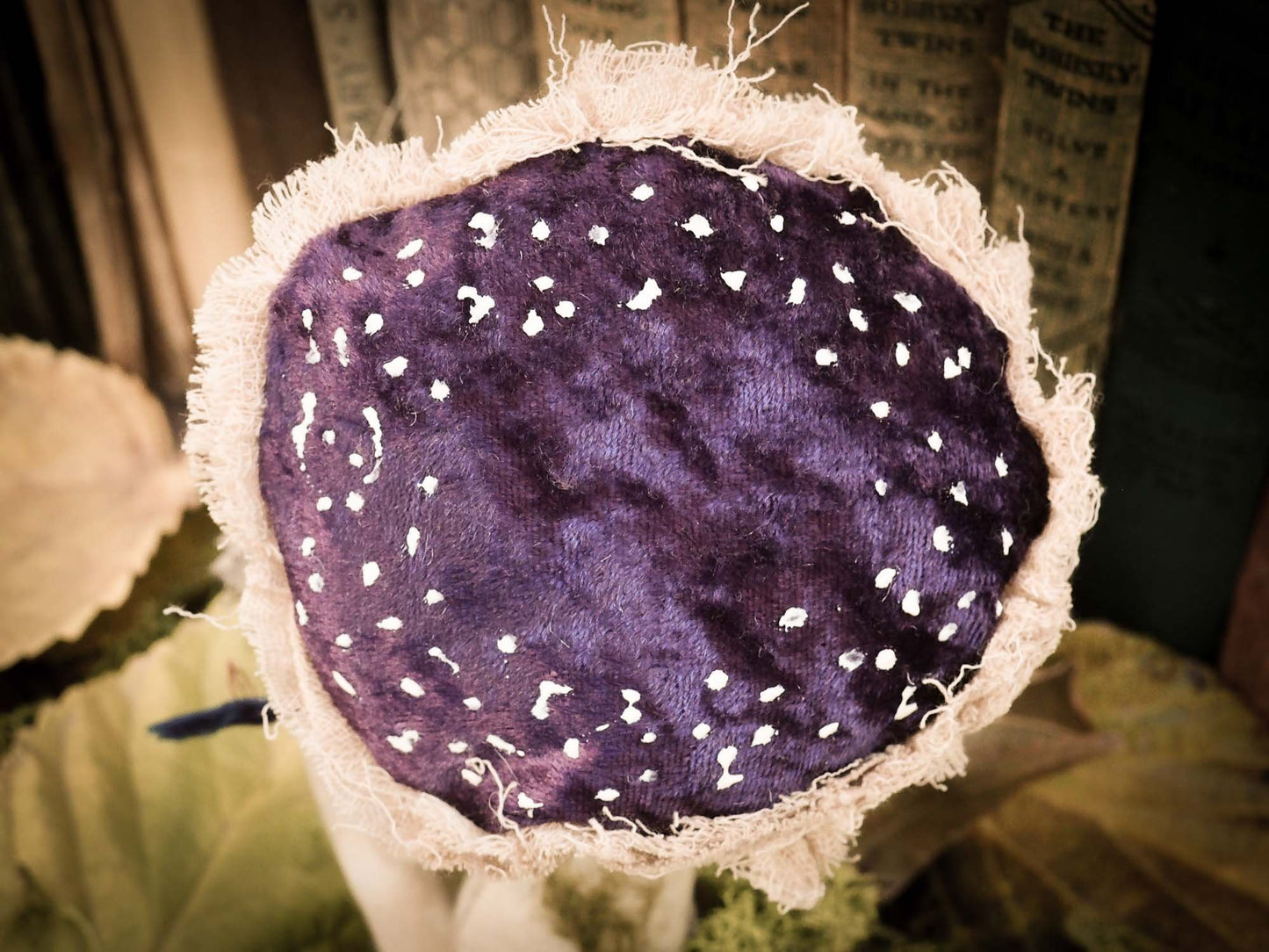 An original handmade art doll by Danita Art, made with original patterns, organic fabric dyed using only natural ingredients like avocado peels, walnuts and marigolds. Each mini art doll in this toy collection is a mini work of huggable fabric art that will be treasured by any collector of Danita's melancholic and fantastic work.