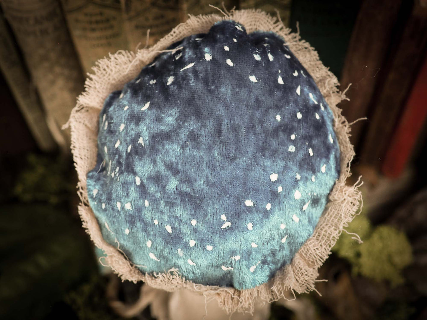 An original handmade art doll by Danita Art, made with original patterns, organic fabric dyed using only natural ingredients like avocado peels, walnuts and marigolds. Each mini art doll in this toy collection is a mini work of huggable fabric art that will be treasured by any collector of Danita's melancholic and fantastic work.