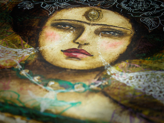 Frida is part of Danita's favorite subjects to paint. I can let my imagination go when I create paintings with her, and her strength and resilience while she lived in pain gave her wings to fly higher than anyone thought possible.