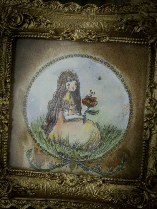 Lady in the meadow, Original Art by Danita Art