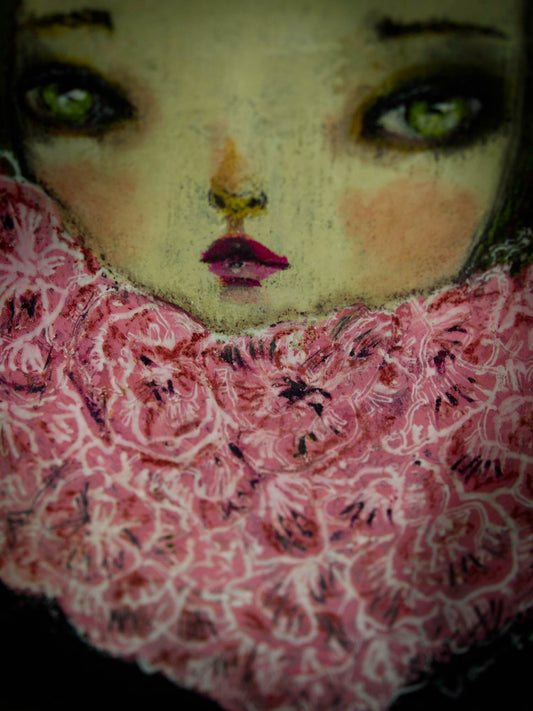 The girl in the pink scarf, Original Art by Danita Art