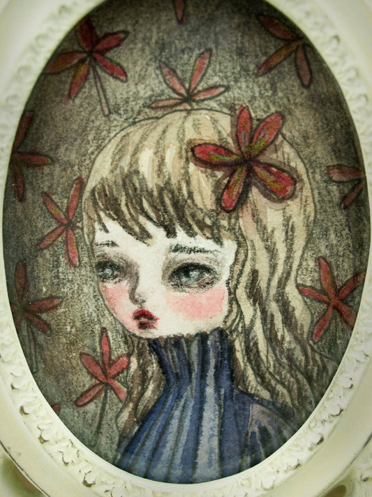 This is another mixed media drawing in pencil, charcoal and watercolor by Danita Art. I like how the little painting has a vintage feel to it, just like you discovered it on an old house.