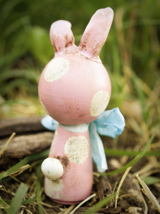 Spring has finally arrived to Danita Art, and to celebrate, I created a collection of miniature wood kokeshi art doll Easter bunny rabbits.