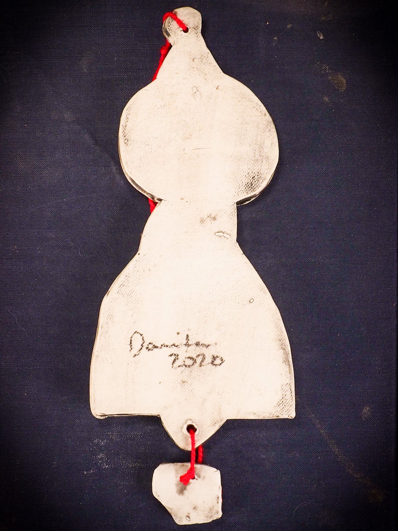 An original Christmas Holiday tree round glazed ceramic ornament handmade by Idania Salcido, the artist behind Danita Art. Glazed carved sgraffito stoneware, hand painted and decorated, it is illustrated by hand with snowmen, Christmas trees, Santa Claus, angels and snow balls and winter themes.