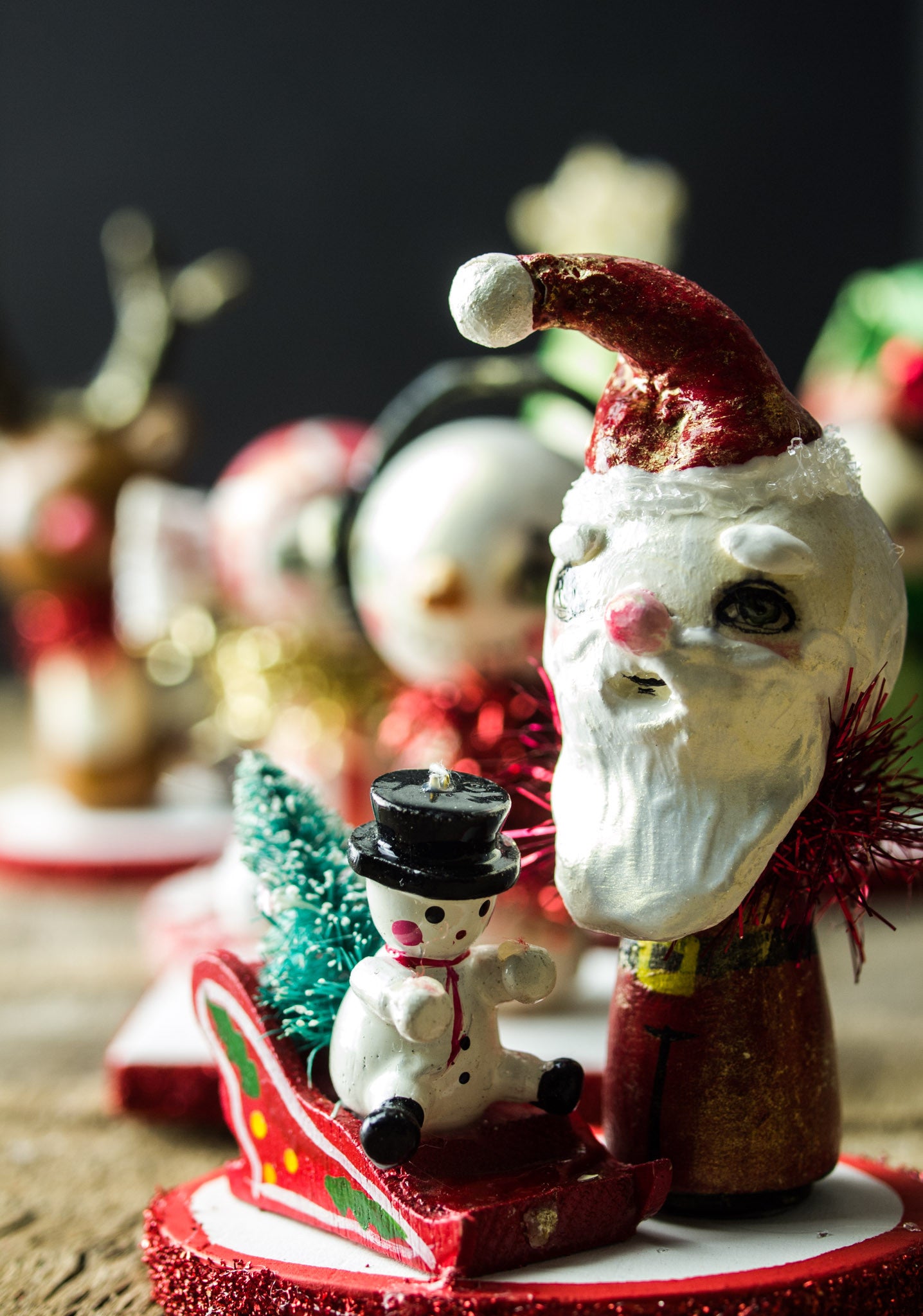 Santa's little helper, a holiday wood kokeshi art doll created by Danita Art