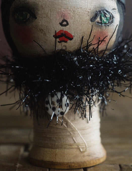 Seamstress Tailor Pincushion Sewing Pin Cushion Art Doll Danita Handmade Kokeshi Style Toy