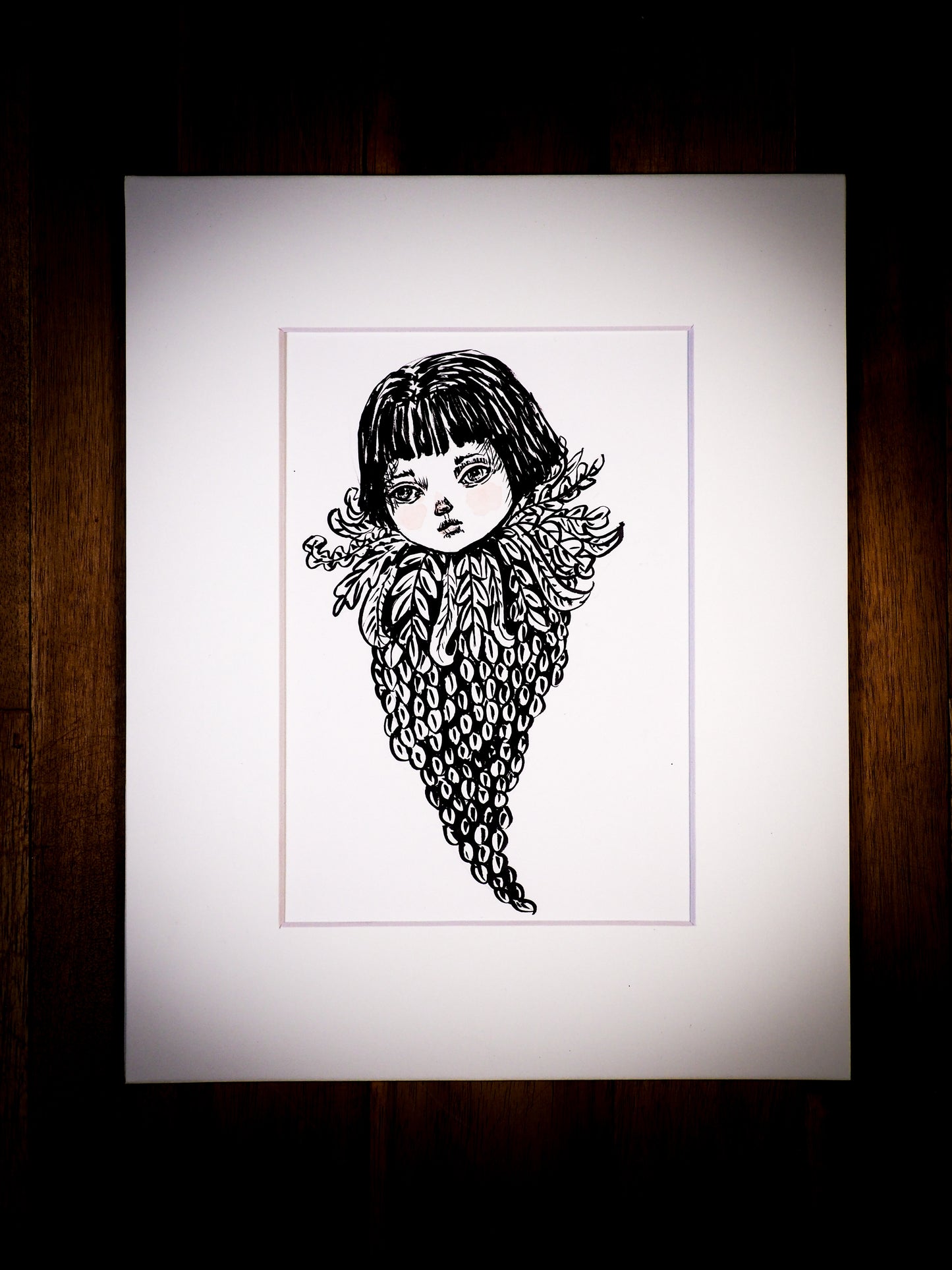An original watercolor painting by Idania Salcido, the artist behind Danita Art. This is a beautiful mixed media painting, A surreal girl in ink. Painted with inks on watercolor paper.