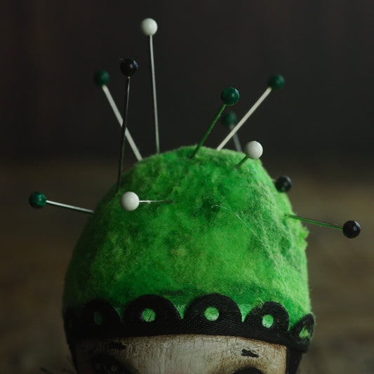 GREEN PINCUSHION, Miniature Dolls by Danita Art