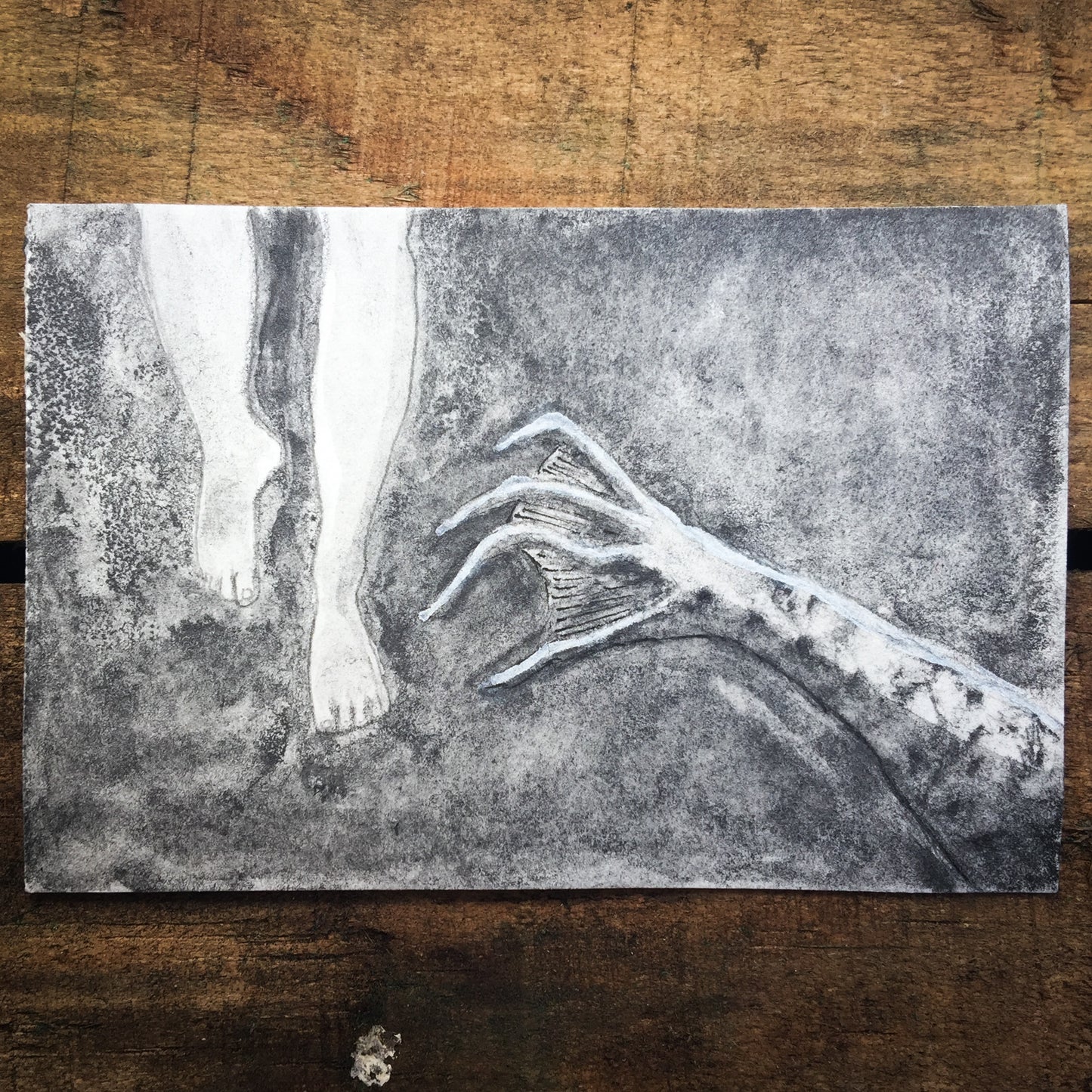 Darknita Danita Monster Creature Black Lagoon Watercolor Graphite Pencil Drawing ACEO Card Original Halloween Illustration