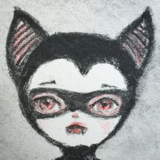 Darknita Danita Monster Creature Vampire Watercolor Graphite Pencil Drawing ACEO Card Original Halloween Illustration