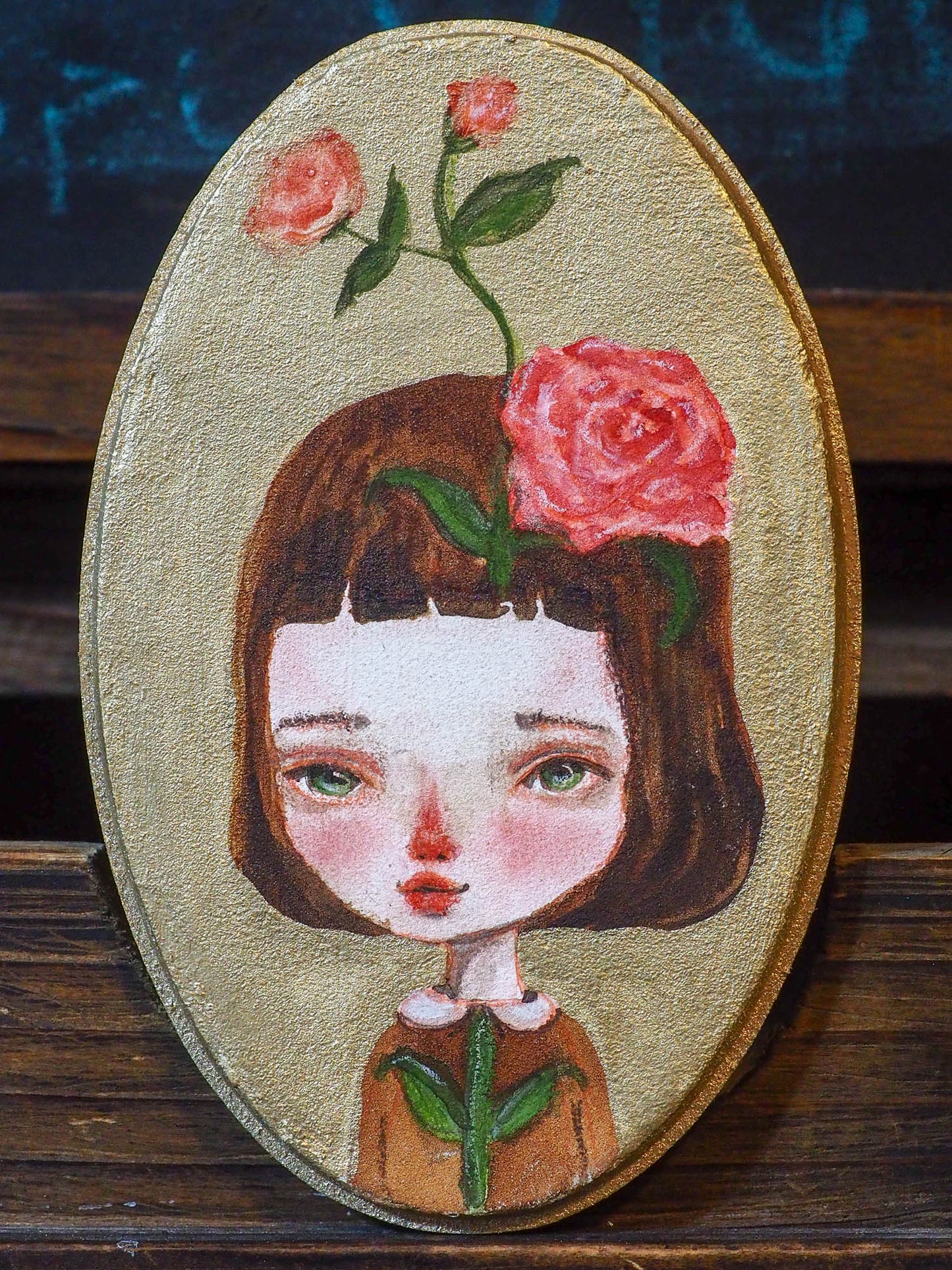 FLOWERS IN YOUR HAIR - An original mixed media painting by Danita, Original Art by Danita Art