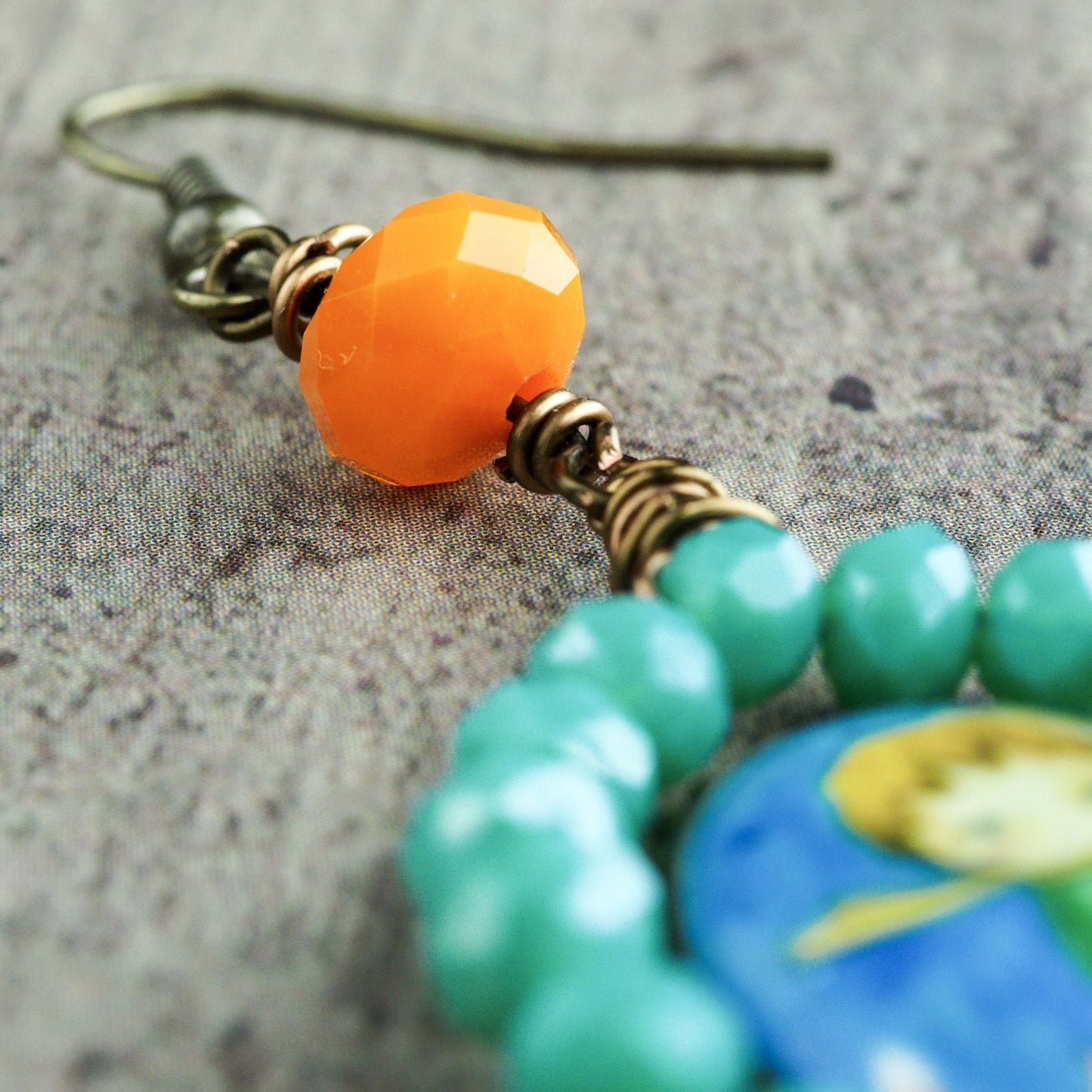 Original one of a kind earrings by Danita. The little prince is painted in the whimsical and surrreal style of Danita. One of a kind original accessories and wearable art.