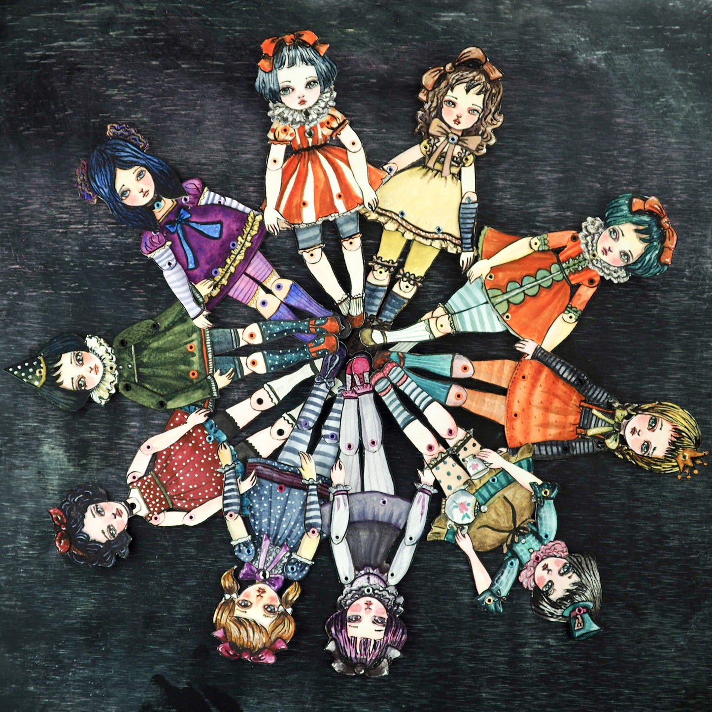 Jointed paper doll: The birthday girl, Art Doll by Danita Art