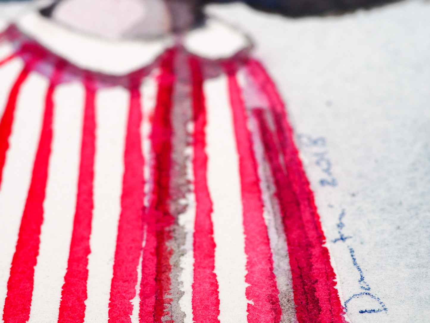 Watercolor original painting by Danita. A pale girl with a red rose in her hair.