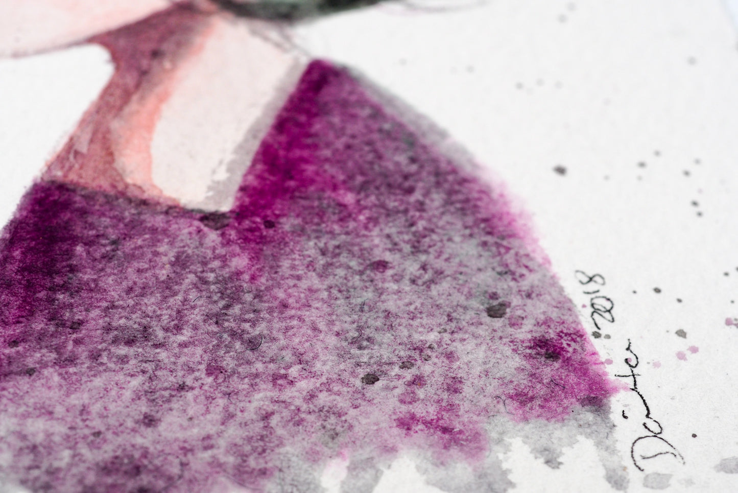 Melancholic sad painting by Danita Art. An original watercolor on paper portrait.