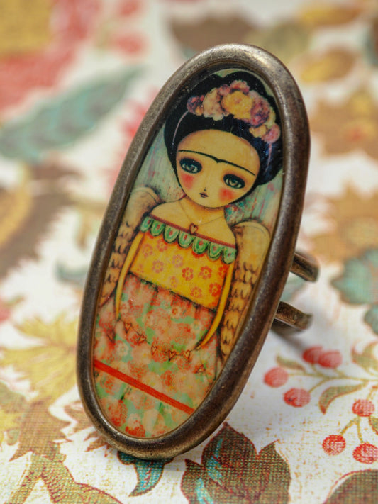FRIDA WITH ANGEL WINGS - Original handmade jewelry by Danita, Jewelry by Danita Art