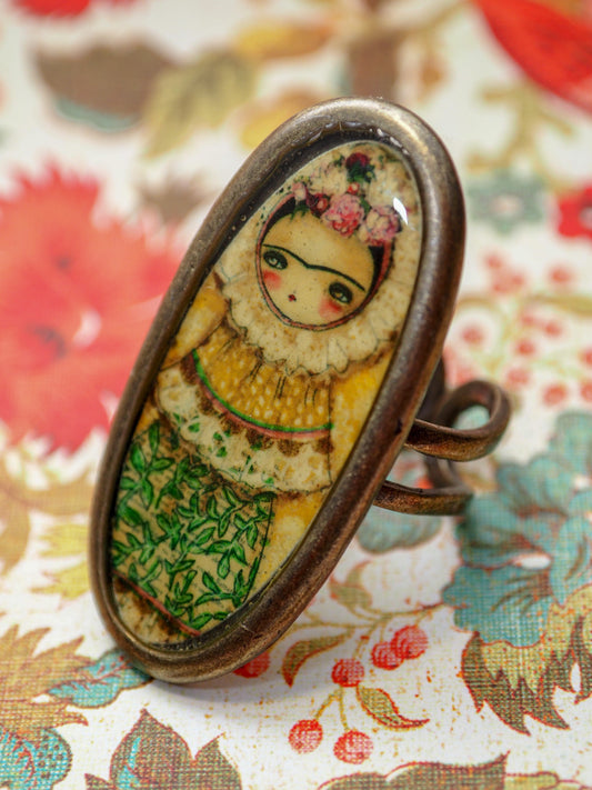 FRIDA TEHUANA - Handmade ring jewelry by Danita, Jewelry by Danita Art
