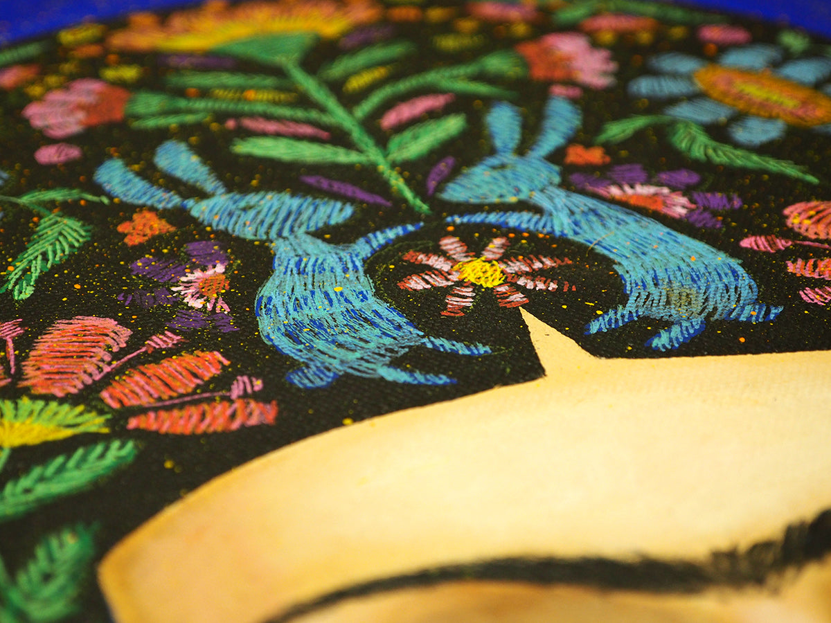 I AM LIFE. Frida Kahlo in Otomi tribal patterns by Danita., Original Art by Danita Art